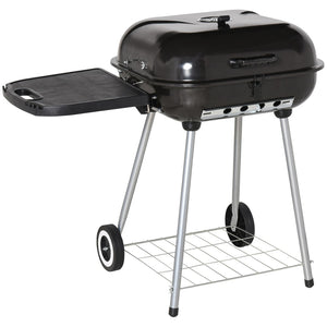 English Elm Outsunny Portable Charcoal Bbq Smoker Grill with Wheels Shelf and Adjustable Vents W2225P172524