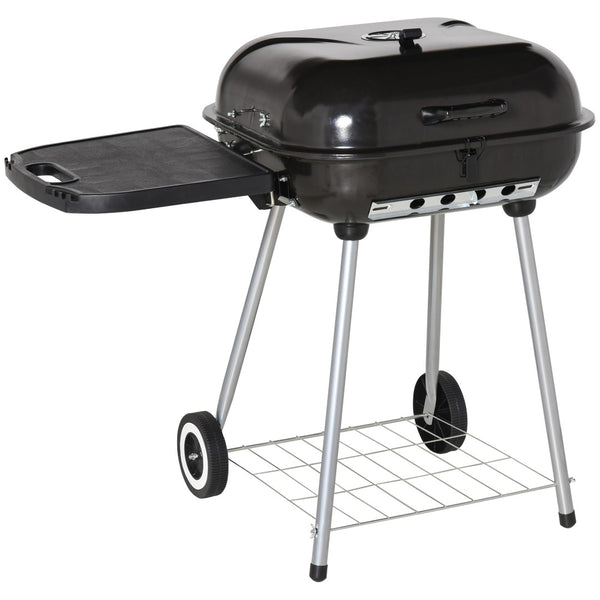 English Elm Outsunny Portable Charcoal Bbq Smoker Grill with Wheels Shelf and Adjustable Vents W2225P172524