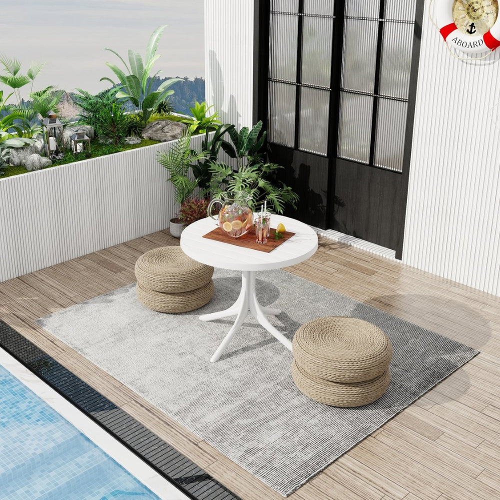 English Elm Summer Round Polypropylene Outdoor Dining Table Lightweight All-weather Patio Garden W3450P447371