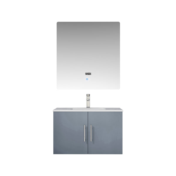English Elm Dark Grey Bath Vanity 30 in. W x 22 in. D with Carrara Marble Top, Chrome Faucet, LED Mirror, Durable Finish B2731S01242