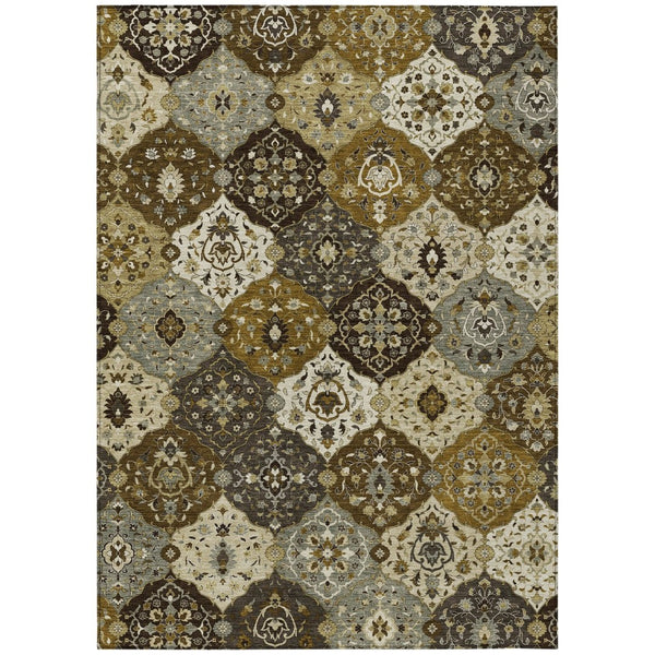 HomeRoots 8' X 10' Floral Medallion Area Rug - Durable, Stain-Resistant, Machine Washable for Indoor & Outdoor Use 658000