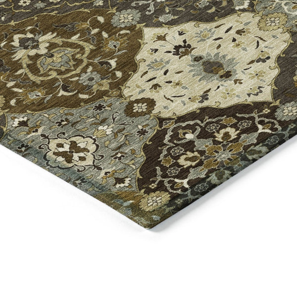 HomeRoots 8' X 10' Floral Medallion Area Rug - Durable, Stain-Resistant, Machine Washable for Indoor & Outdoor Use 658000