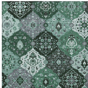 HomeRoots 9' X 12' Floral Medallion Area Rug – Stylish Green, Ivory, Gray Design for Indoor & Outdoor Use! 658019