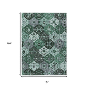 HomeRoots 10' X 14' Floral Medallion Area Rug - Washable, Indoor/Outdoor, Stain-Resistant & Stylish Decor! 658020