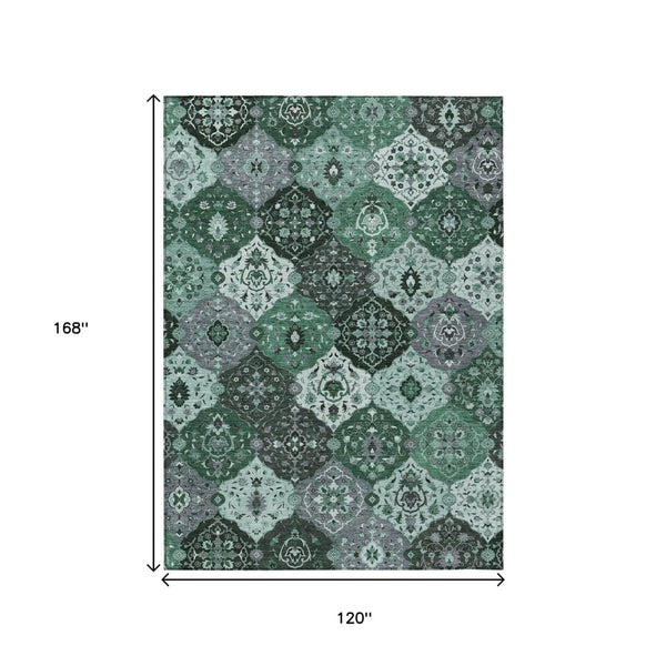 HomeRoots 10' X 14' Floral Medallion Area Rug - Washable, Indoor/Outdoor, Stain-Resistant & Stylish Decor! 658020