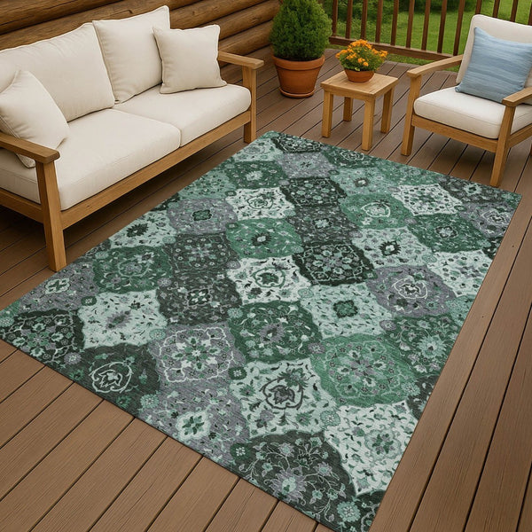 HomeRoots 10' X 14' Floral Medallion Area Rug - Washable, Indoor/Outdoor, Stain-Resistant & Stylish Decor! 658020