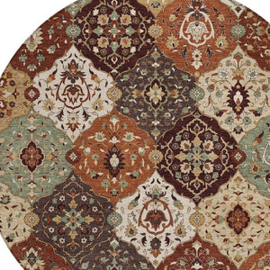 HomeRoots 8' Vibrant Chili Red Round Floral Medallion Rug - Washable Indoor/Outdoor, Durable & Stylish Decor 658023