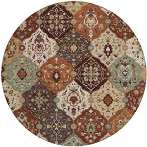 HomeRoots 8' Vibrant Chili Red Round Floral Medallion Rug - Washable Indoor/Outdoor, Durable & Stylish Decor 658023