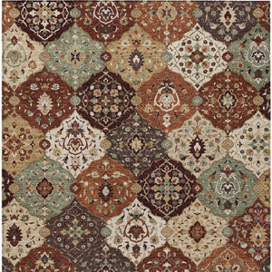 HomeRoots 10' Chili Red Beige Copper Floral Medallion Area Rug - Durable, Washable for Indoor & Outdoor Use 658026