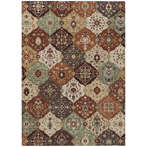 HomeRoots 10' Chili Red Beige Copper Floral Medallion Area Rug - Durable, Washable for Indoor & Outdoor Use 658026