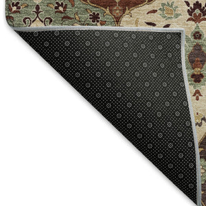 HomeRoots 10' Chili Red Beige Copper Floral Medallion Area Rug - Durable, Washable for Indoor & Outdoor Use 658026