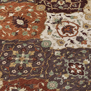 HomeRoots 10' Chili Red Beige Copper Floral Medallion Area Rug - Durable, Washable for Indoor & Outdoor Use 658026