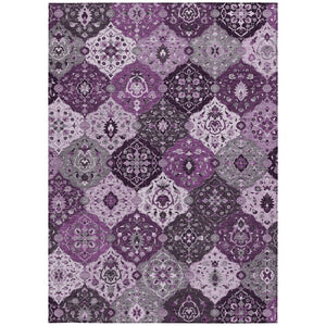 HomeRoots 9' X 12' Floral Medallion Rug - Stylish Purple & Ivory Washable Area Rug for Indoor & Outdoor Use! 658031
