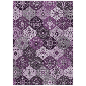HomeRoots 9' X 12' Floral Medallion Rug - Stylish Purple & Ivory Washable Area Rug for Indoor & Outdoor Use! 658031