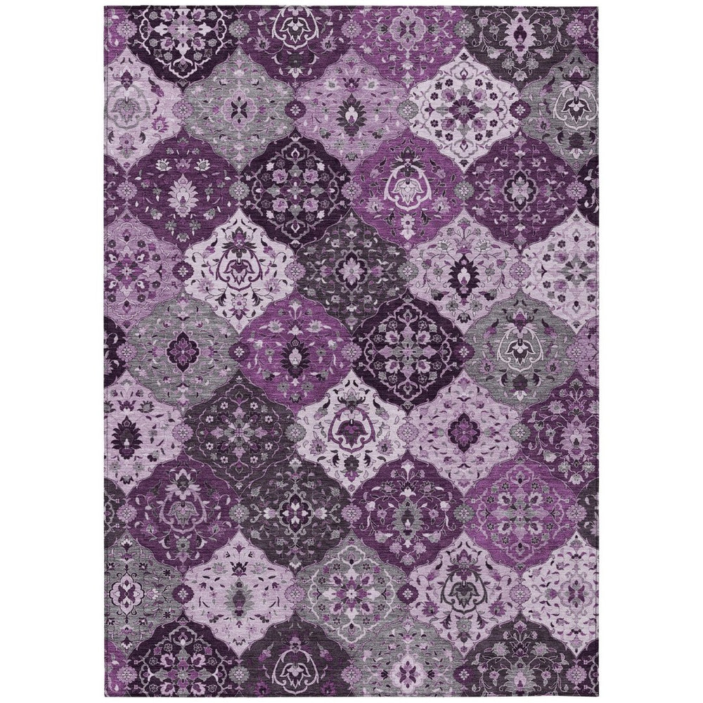 HomeRoots 10' Purple and Ivory Floral Medallion Rug - Washable, Durable Indoor/Outdoor Decor for Any Space 658032