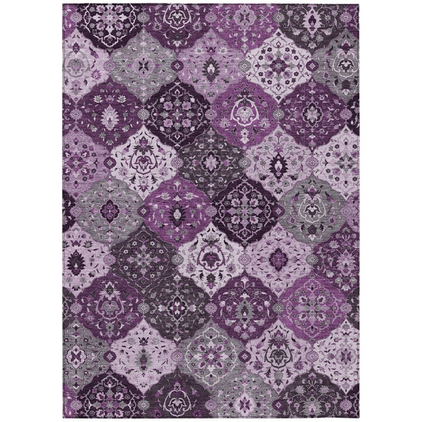 HomeRoots 10' Purple and Ivory Floral Medallion Rug - Washable, Durable Indoor/Outdoor Decor for Any Space 658032