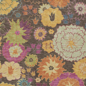HomeRoots 5' X 8' Washable Floral Area Rug in Chocolate, Gold & Pink – Stylish Indoor/Outdoor Décor Solution 658058