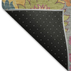 HomeRoots 8' X 10' Floral Washable Area Rug in Gray, Gold, and Pink - Perfect for Indoor and Outdoor Spaces! 658066