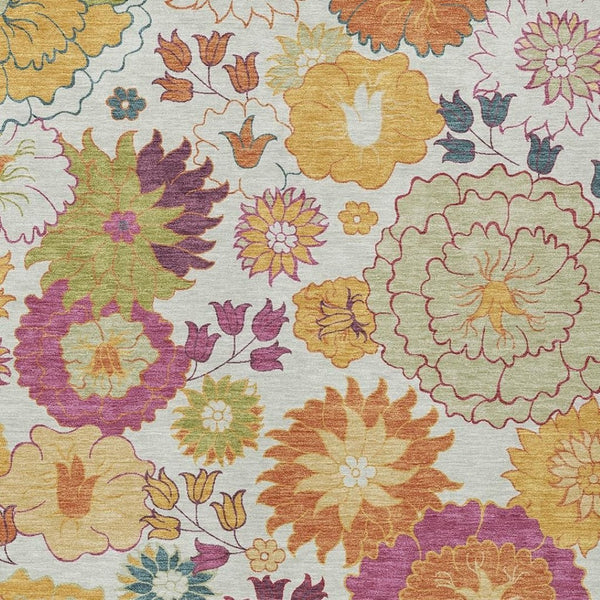 HomeRoots 9' X 12' Ivory Gold and Pink Floral Washable Area Rug - Durable, Stylish, Perfect for Indoor & Outdoor Use 658073