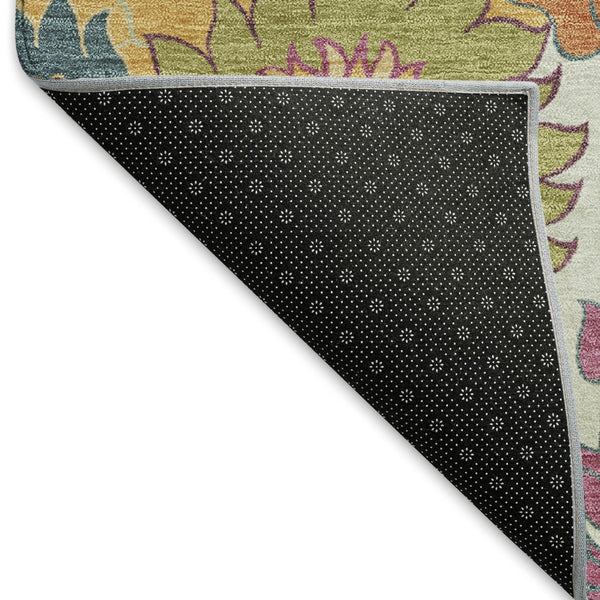 HomeRoots 10' Ivory Gold Pink Floral Area Rug - Washable, Durable, Indoor Outdoor Design for Any Space 658074