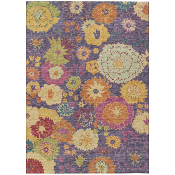 HomeRoots 5' X 8' Floral Washable Area Rug in Purple, Gold & Pink - Perfect for Indoor & Outdoor Spaces! 658082