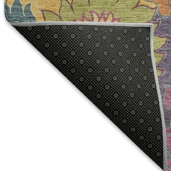 HomeRoots 5' X 8' Floral Washable Area Rug in Purple, Gold & Pink - Perfect for Indoor & Outdoor Spaces! 658082