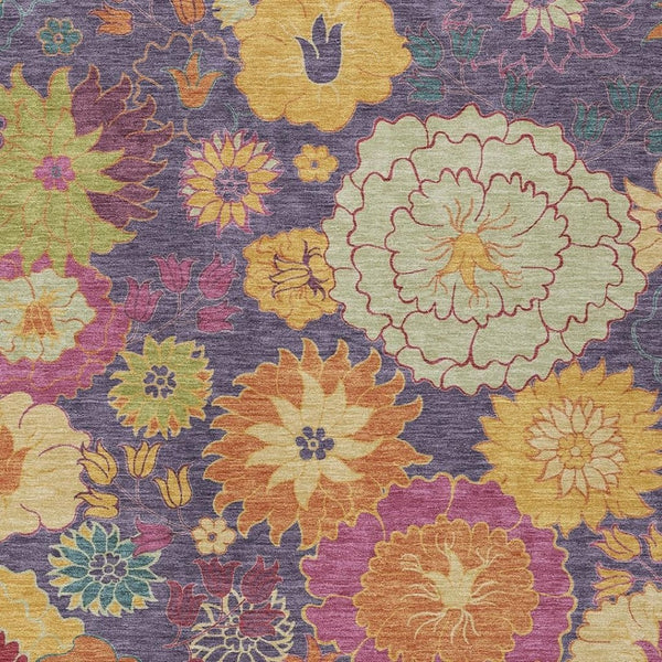 HomeRoots 5' X 8' Floral Washable Area Rug in Purple, Gold & Pink - Perfect for Indoor & Outdoor Spaces! 658082