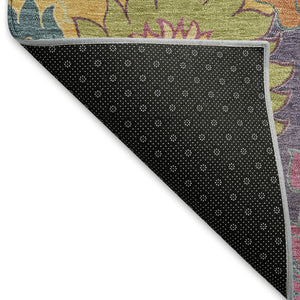HomeRoots 8' X 10' Vibrant Purple Gold Pink Floral Washable Area Rug for Indoor & Outdoor High-Traffic Spaces 658084