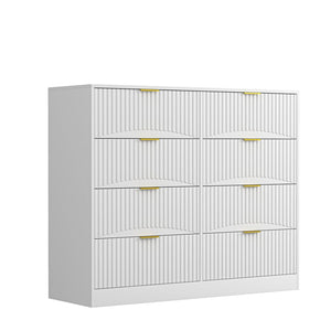 English Elm Modern Six Drawer Chest with Wavy Textured Fronts Sleek Matte Storage for Any Room White W409P307536