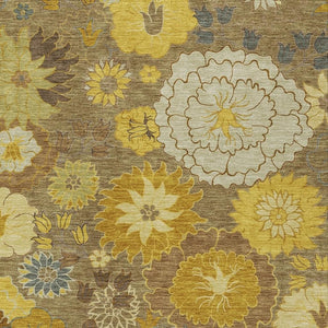 HomeRoots 9' X 12' Indoor Outdoor Floral Area Rug in Coffee, Gold & Beige - Washable, Durable & Stylish! 658109