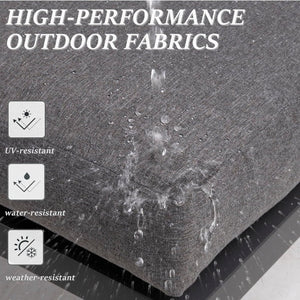 English Elm Set of 2 Outdoor Aluminum Powder-coated Patio Ottomans with Water-repellent Cushions Black+Grey B082P455135
