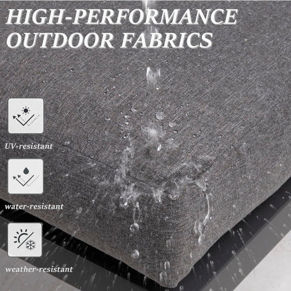English Elm Set of 2 Outdoor Aluminum Powder-coated Patio Ottomans with Water-repellent Cushions Black+Grey B082P455135