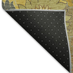 HomeRoots 10' Elegant Coffee Gold and Beige Floral Indoor-Outdoor Area Rug - Durable, Washable, Versatile Design 658110