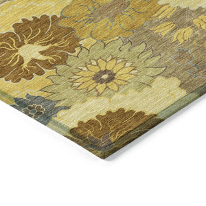 HomeRoots 10' Elegant Coffee Gold and Beige Floral Indoor-Outdoor Area Rug - Durable, Washable, Versatile Design 658110