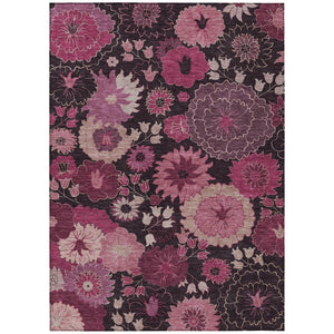 HomeRoots 5' X 8' Blush and Black Floral Area Rug - Stylish, Washable, Stain-Resistant for Indoor & Outdoor Use! 658124