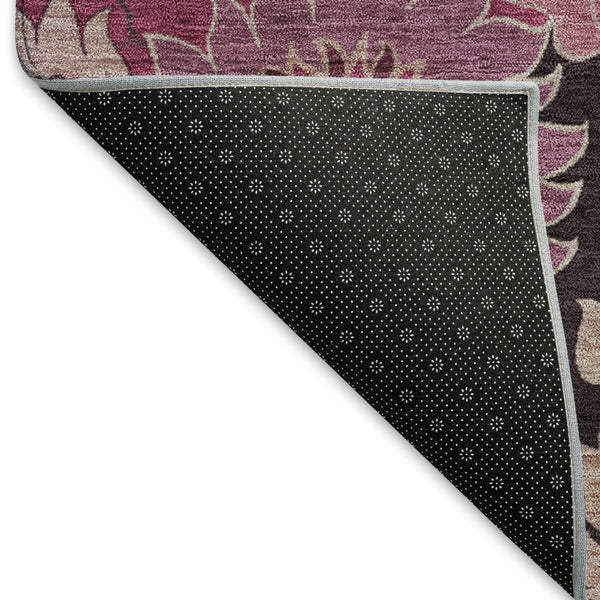 HomeRoots 5' X 8' Blush and Black Floral Area Rug - Stylish, Washable, Stain-Resistant for Indoor & Outdoor Use! 658124