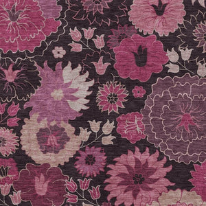 HomeRoots 5' X 8' Blush and Black Floral Area Rug - Stylish, Washable, Stain-Resistant for Indoor & Outdoor Use! 658124