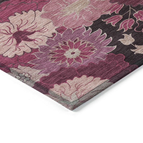 HomeRoots 8' X 10' Blush and Black Floral Washable Area Rug – Durable, Stylish, Indoor/Outdoor Charm for Any Space 658126