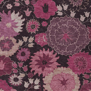 HomeRoots 8' X 10' Blush and Black Floral Washable Area Rug – Durable, Stylish, Indoor/Outdoor Charm for Any Space 658126