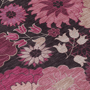 HomeRoots 8' X 10' Blush and Black Floral Washable Area Rug – Durable, Stylish, Indoor/Outdoor Charm for Any Space 658126