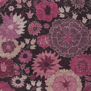 HomeRoots 9' X 12' Blush and Black Floral Area Rug - Durable, Washable Design for Indoor & Outdoor Spaces 658127