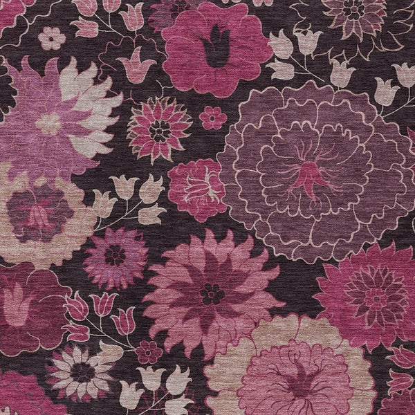 HomeRoots 9' X 12' Blush and Black Floral Area Rug - Durable, Washable Design for Indoor & Outdoor Spaces 658127