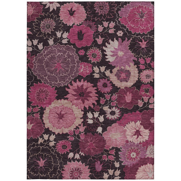 HomeRoots 10' Blush and Black Floral Area Rug - Durable, Washable, Indoor/Outdoor Use for Elegant Spaces 658128