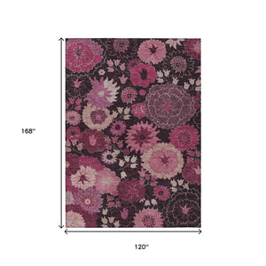 HomeRoots 10' Blush and Black Floral Area Rug - Durable, Washable, Indoor/Outdoor Use for Elegant Spaces 658128