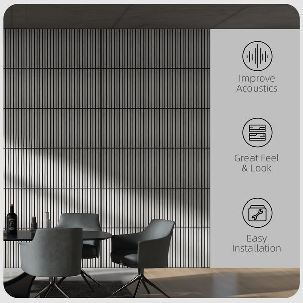 English Elm HOMCOM 3D Faux Wood Wall Panels 24" x24" Sound Absorbing Slat Panels for Home Office & Ceiling Decor Gray W2225P229716