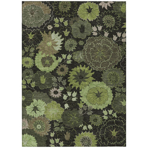 HomeRoots 10' Green and Black Floral Washable Area Rug for Indoor/Outdoor Use – Durable, Stain-Resistant, Stylish 658134