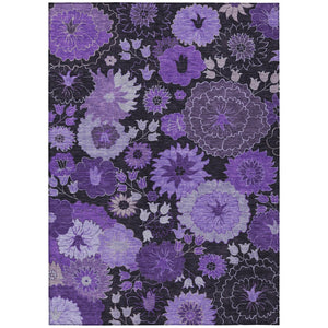 HomeRoots 5' X 8' Purple and Black Floral Area Rug - Washable, Durable, Stylish for Indoor & Outdoor Spaces 658136