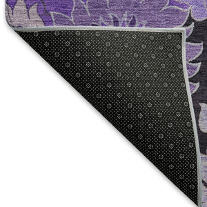 HomeRoots 8' Stunning Purple and Black Floral Area Rug – Washable, Durable, Perfect for Indoor & Outdoor Use! 658137