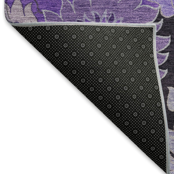 HomeRoots 8' Stunning Purple and Black Floral Area Rug – Washable, Durable, Perfect for Indoor & Outdoor Use! 658137