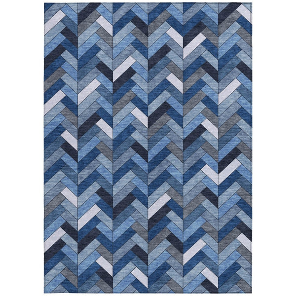 HomeRoots 9' Blue and Ivory Geometric Washable Rug - Versatile Indoor/Outdoor Area Rug for High-Traffic Spaces 658151